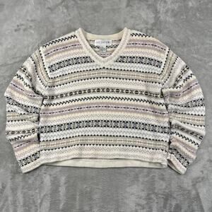 Vintage 90’s Jay Jacob’s Fair Isle Geometric Pattern V-neck Knit Sweater Size L